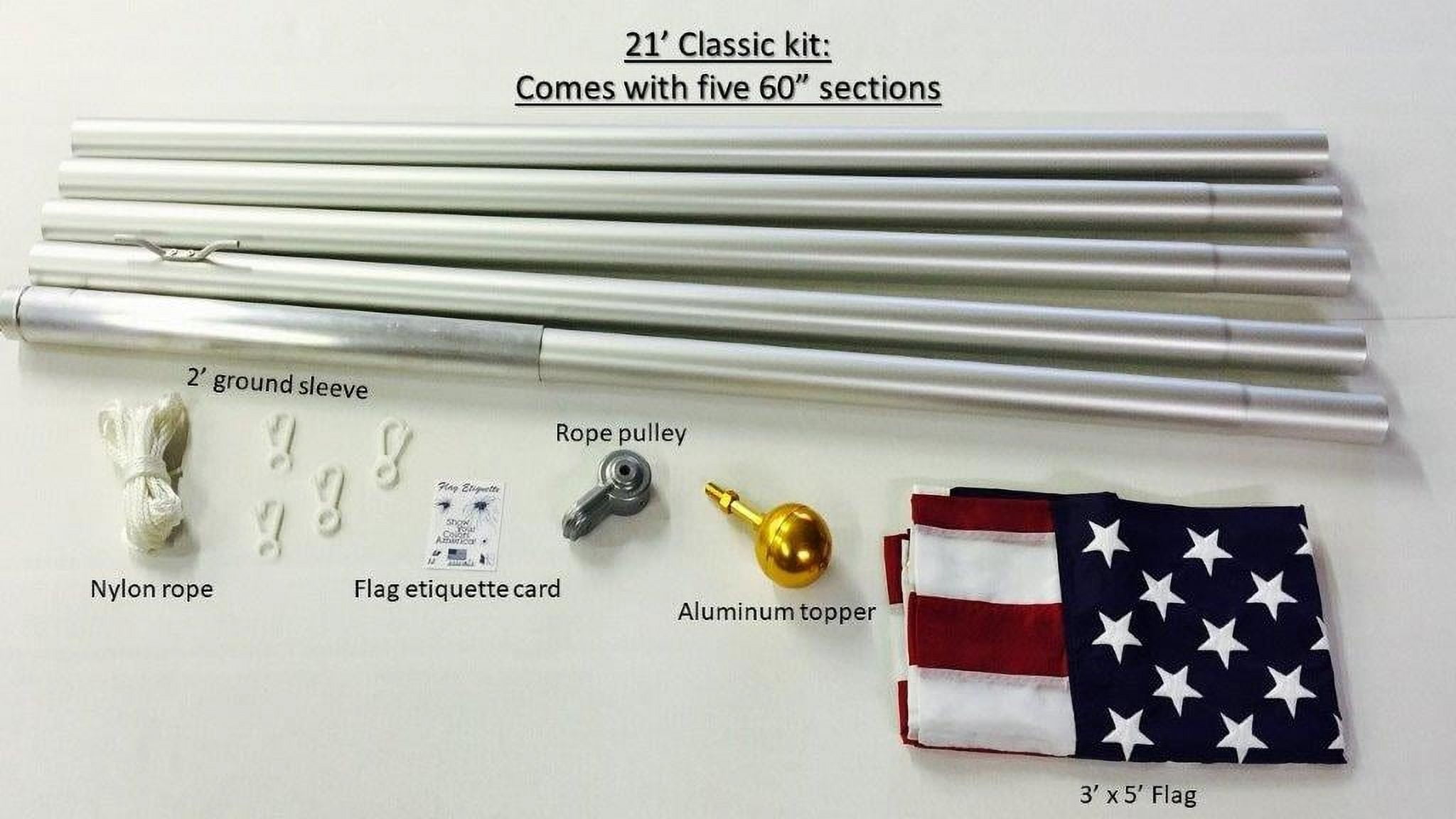 EZ-Pole EZC21 21 ft. Classic Sectional Flagpole Kit with Rope 