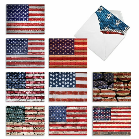 10 Pack Thank You Note Cards With Envelopes - Flag Day