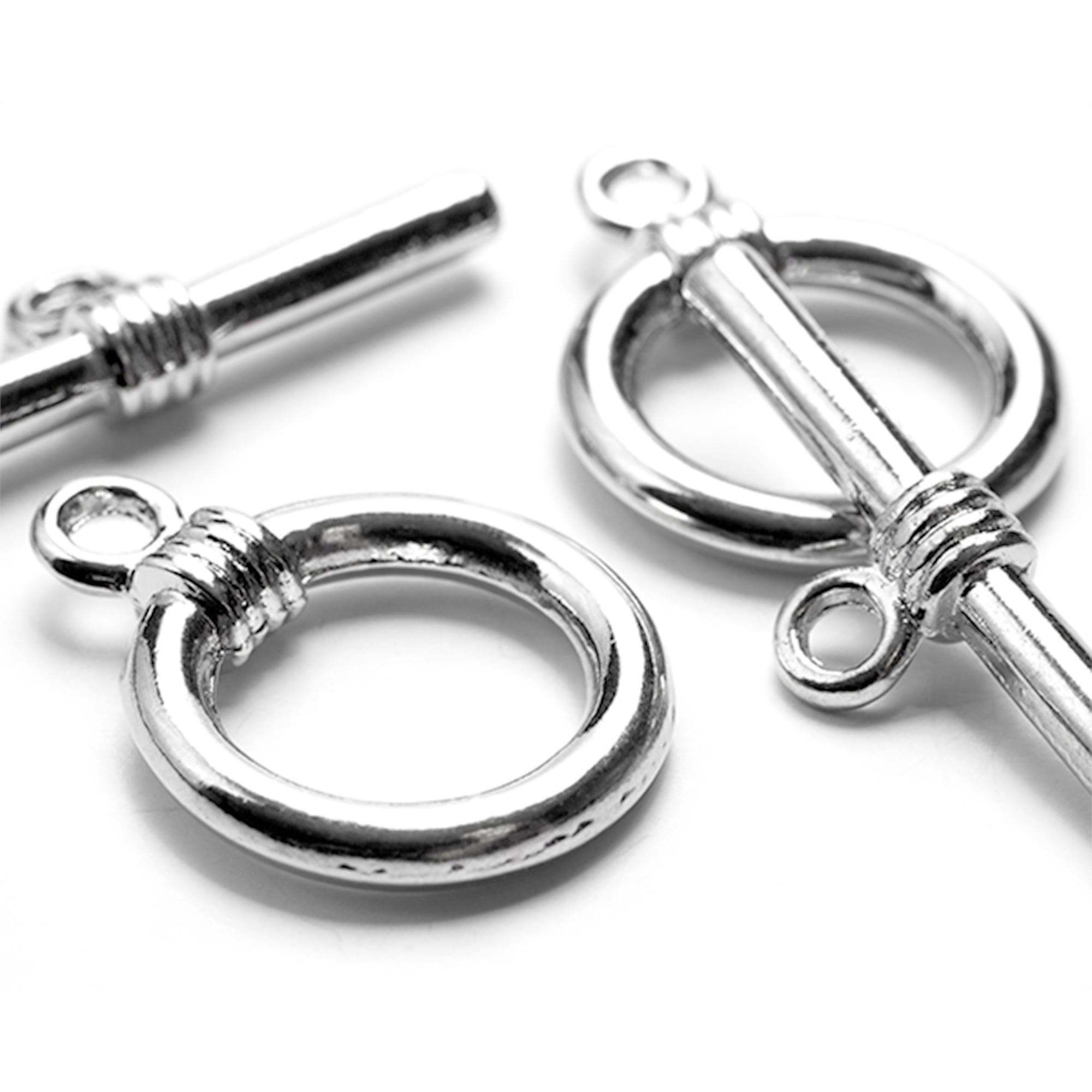 Silver Large Round Toggle, 4 Piece 