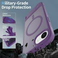thumbnail image 6 of Dteck Magnetic Case for iPhone 16e,Shockproof TPU+PC Anti-Slip Compatible with Mag Safe Case Adjustable Kickstand Frosted Translucent Matte Phone Cover for iPhone 16e,Darkpurple, 6 of 6