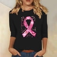 thumbnail image 4 of Hfnxid Breast Cancer Awareness Tshirt Shirts for Women 3/4 Sleeve Pink Ribbon Graphic T-Shirt Crew Neck Inspirational Hope Top, 4 of 4