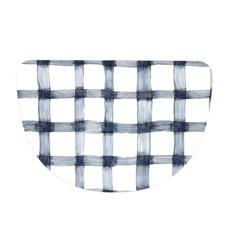26&times;40in Flannel Semicircle Mat Absorbent Cleaning Maintenance And Durable Thick Dropping Easily Doderblue Checked Hand-Drawn Sketch_1