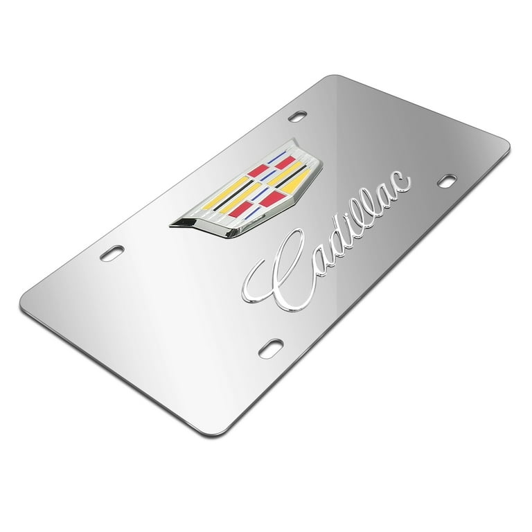 Cadillac Crest 3D Metal Dual Logo Mirror Chrome Stainless Steel