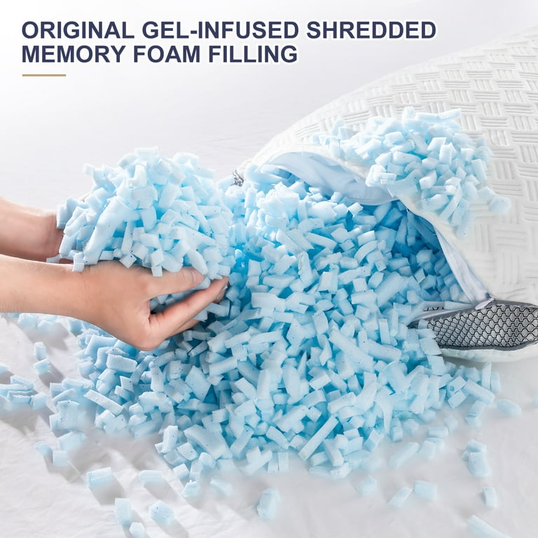 BedStory Memory Foam Pillows Gel Infused Shredded Memory Foam Cooling  Pillow for Sleeping, 1 Pack King Size 