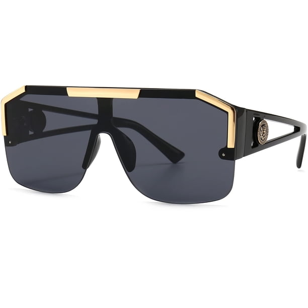 Gafas de Sol AIEYEZO Cuadradas Sobredimensionadas con Visera Plana en Negro/Gris