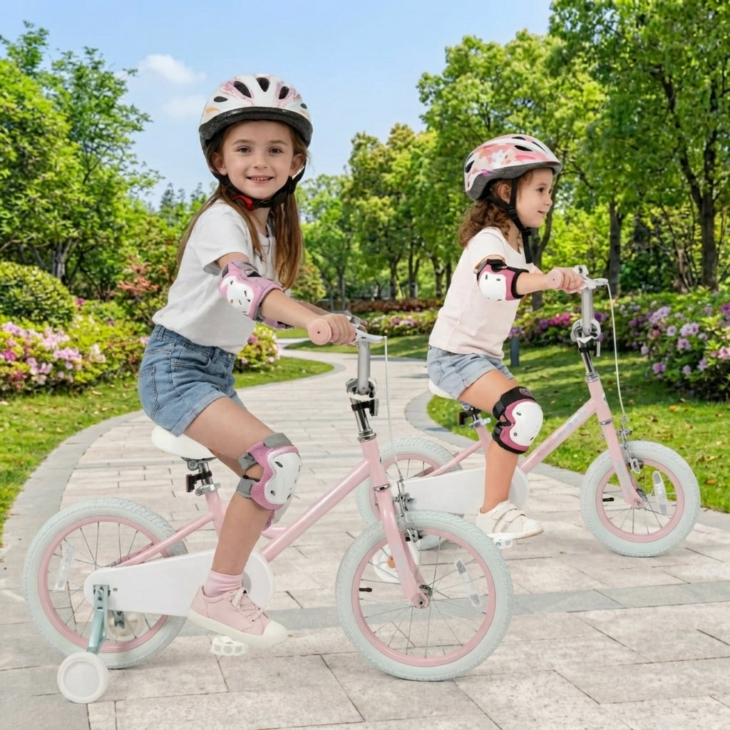 Redsmile Kids Bike 12 Inch for Boys Girls Ages 3-8, Adjustable Toddler Bicycle with Training Wheels and Stars & Moon Design, Height-Adjustable Seat, 110 lb Capacity, Pink