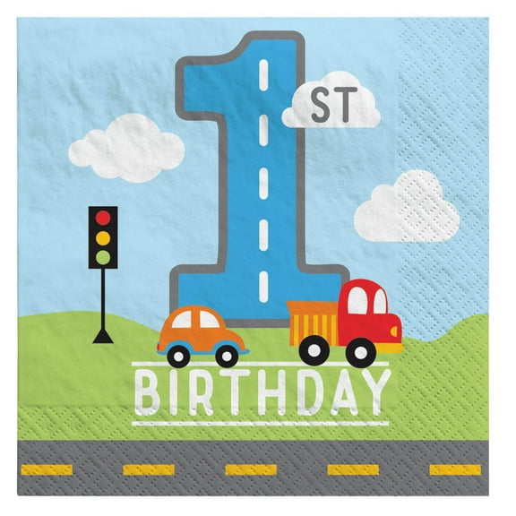 On The Road 1st Birthday Lunch Napkins (16ct)