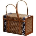 thumbnail image 2 of Picnic Woven Basket Wicker Storage Bag Handle Folded Fruit Shopping Food Handle Rattan Grass Foldable Bamboo Basket, 2 of 5