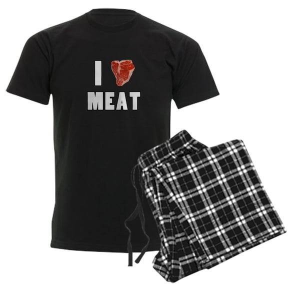CafePress - I Heart Meat Men's Dark Pajamas - Men's Dark Loose Fit Cotton Pajama Set