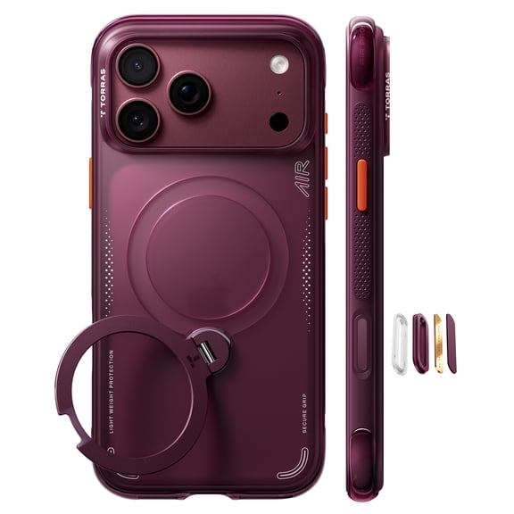 TORRAS Ostand Q3 Air Case for iPhone 18 Pro Max, 360° Magnetic Stand, Magsafe Compatible, Camera Control Button, Shockproof, Cosmic Purple