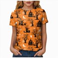 thumbnail image 6 of NOLDARES Halloween Shirts for Women Cute Ghost with Coffee Pumpkin Shirts Cute Fall Short Sleeve Graphic Tee Tops(Orange,L), 6 of 9