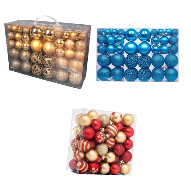 100 Unids Adornos de Bolas de Navidad Árbol Decorativo Decoraciones Inastillables para Fiestas Festivas + 100x Adornos de Navidad Caja de Regalo de Bo EstiloG BLESIY Colgantes Bolas