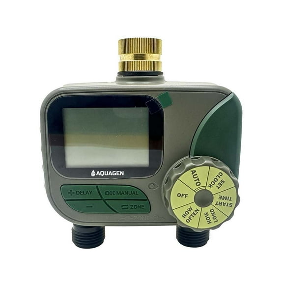 Thrifco 8430320 Two-Zone Hose Faucet Digital Water Timer with 360° Brass Swivel Connector