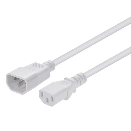 UPC: 0889028174043 | Monoprice Extension Cord – 3 Feet – White | IEC 60320 C14 to IEC 60320 C13  14AWG  15A  SJT  100-250V  Computers  Servers  and Monitors