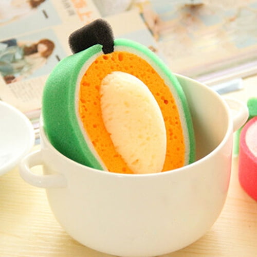 5pcs Cleaning Sponge Orange Shape Washing Dishes Sponge Creative