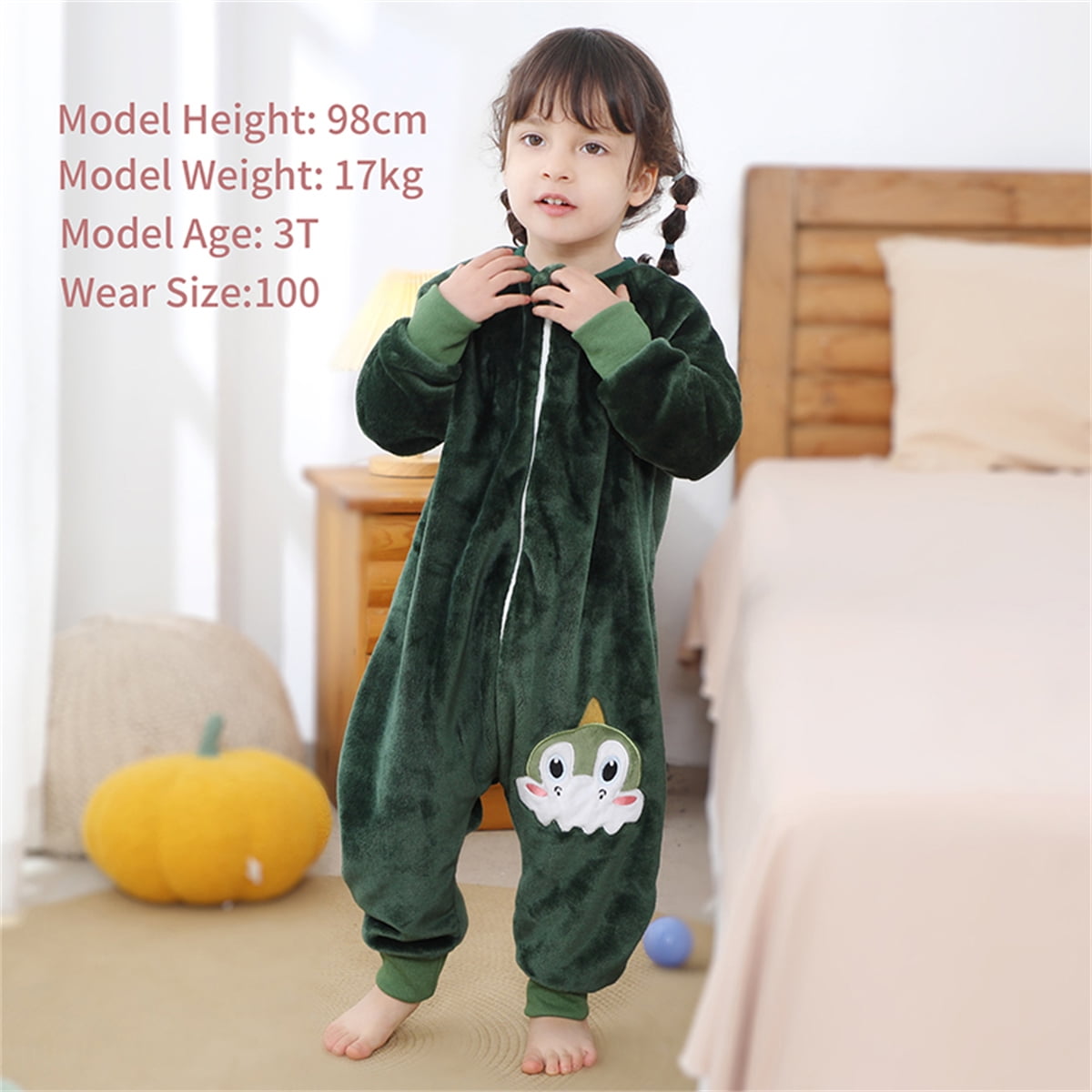 ATAIKU Toddler Sleeping Sack 9M-6T Winter Warm Flannel 2-Way Zipper Baby Sleep Sack with Feet, Infant Animal Dinosaur Wearable Blanket
