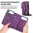 thumbnail image 2 of For iPhone Air【RFID Blocking】Multi functional 2-in-1 Soft PU Leather Wallet Case Magnetic Flip Cover Multi-Card Slots Zipper Pocket With Detachable Shoulder Strap And Wrist Strap,Purple, 2 of 7