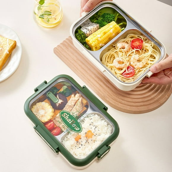 Wzzjkit Bento Box Transparent Stainless Steel Lunch Box for Office Workers Students with Compartments for Lunch Boxes Water-filled and Heated Light Meal Boxes Snack Containers
