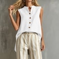 thumbnail image 4 of cocolona Summer Linen Tank Tops for Women Sleeveless Crew Neck Button Shirts Dressy Casual Solid Color Tunic Blouses, 4 of 4