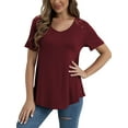 thumbnail image 4 of VERABENDI Women's Plus Size Tops Summer Short Sleeve Lace Trim Shoulder Tunic Blouses,M-4XL, 4 of 7