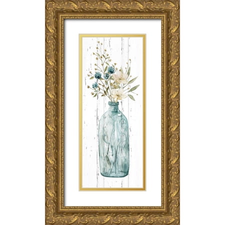 Robinson Carol 10x18 Gold Ornate Wood Framed with Double Matting Museum Art Print Titled - Farmhouse Flower Bouquet I
