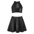 thumbnail image 3 of Doomiva Kids Cheer Outfit Hip Hop Dance Sets Shiny Skirt And Top Set for Cheerleading Competitions Performance Black 10-14, 3 of 5