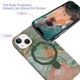 thumbnail image 6 of Allytechgroup Ultra Slim Case for iPhone 15 wth Fashion Marble Pattern, Foldable Ring Kickstand Magnetic Cover Support Wireless Charging Full Body Protection Shockproof Case - Green, 6 of 6