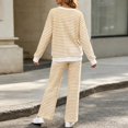 thumbnail image 6 of Enjoytime Lounge Sets for Women Striped V Neck Long Sleeve Top Wide Leg Pants 2 Piece Outfits Soft Loose Casual Plus Size Matching Set, 6 of 6