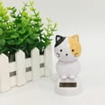 thumbnail image 3 of Adorno de plástico con forma de gato para interior de coche con energía solar, columpio creativo Pointear negro blanco, 3 of 9
