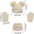 thumbnail image 3 of Kids Winter Beanie Hat Scarf Gloves Set Warm Knitted Cap with Pompom Neck Warmer Gaiter Fleece Mittens for Girls Boys, 3 of 4