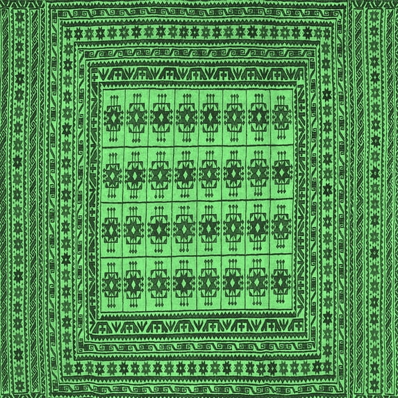 Ahgly Company Indoor Square Persian Emerald Green Traditional Area Rugs, 5' Square