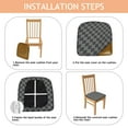 thumbnail image 4 of Dark Gray and Light Gray Checkered Seat Covers for Dining Room Chairs Set Of 4,Stretch Printed Washable Chair Seat Cover with Elastic Ties and Button,Removable Waterproof Couch Cushion Covers, 4 of 6