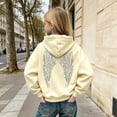 thumbnail image 5 of Angala Toddler Girls Hoodie Rhinestone Angel Wings Fall Sweatshirt Sequin Girls Casual Athletic Top Size 3-4 Years Beige, 5 of 9