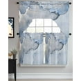 thumbnail image 3 of Marble Blue Swag Valance and Tier Curtains 36'' Length Set, Modern Abstract Ink Painting Luxury Light Filtering Kitchen Curtains, Tier Curtain Valances for Bathroom/Living Room/Bedroom/Café, 3 of 6