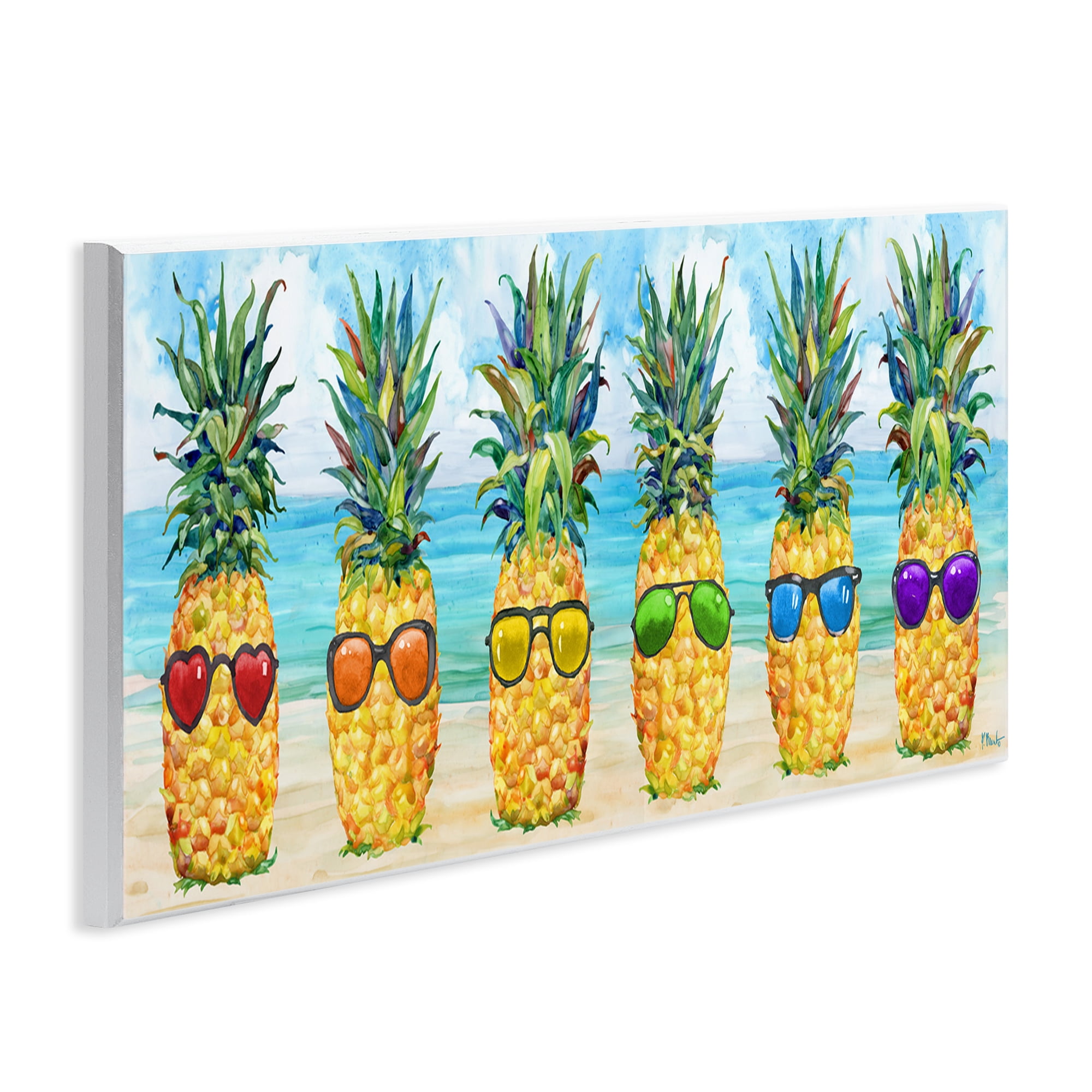 Stupell Industries Rainbow Beach Pineapples Food & Beverage Painting Unframed Art Print Wall Art, 17 x 7