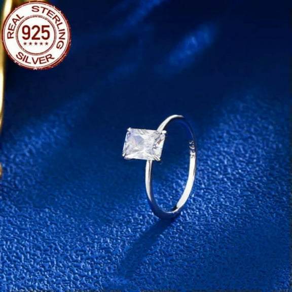 925 Sterling Silver Square Cut Engagement 1 Carat Ring Women's Fashion Wedding