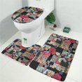 thumbnail image 2 of Pioneer Flower Floral Print Pattern Bathroom Rugs Sets 3 Piece,Toilet Cover Set,Absorbent Non Slip Bathroom Mats Sets with U-Shaped Contour Rug Toilet Rug Set, 2 of 5