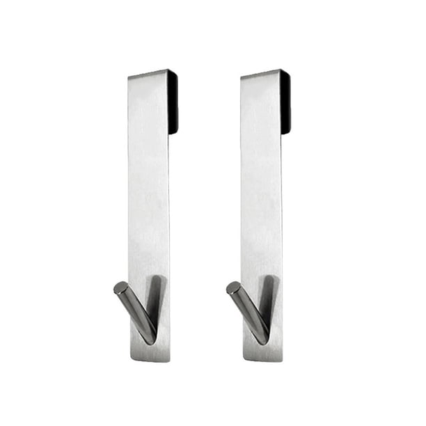 Bewildely Paquete de 2 ganchos para puerta de ducha de acero inoxidable, portátil, desmontable, a prueba de arañazos, anticorrosivo, resistente, gancho Accesorios de baño Plata 17.8 cm Bewildely HA065237-03