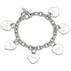 Personalized Planet Silver-Tone Hearts Charm Bracelet