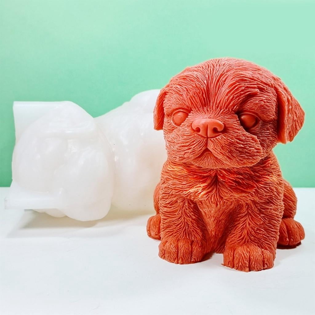 Osdhezcn Dog Mold for DIY Decoration Making Soap 3D Stereo Sitting Dog Candle Mold