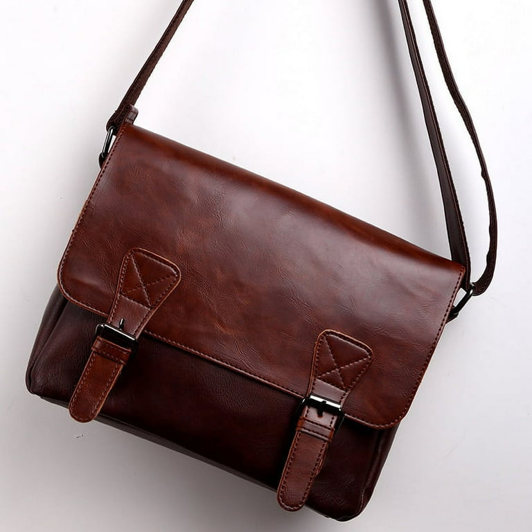 Full Grain Leather Chest Bag Retro Leather Crossbody Bag Handmade Mens  Leather Sling Bag