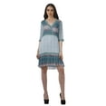 thumbnail image 2 of Moomaya Casual Printed 3/4 Sleeve Georgette V-Neck Mini Custom Dress For Women, 2 of 6