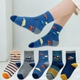 thumbnail image 3 of 10 Pairs Kids Boys Fun Novelty Socks Toddler None Slip Cotton Crew Dress Socks Cartoon Dinosaur Car Shark Stripes, 3 of 9
