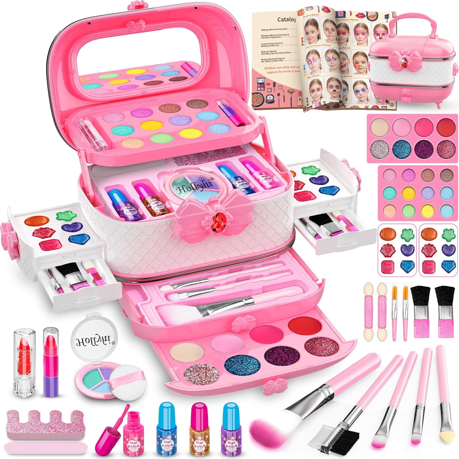 58 Pcs Kids Makeup Kit for Girl, Princess Toys Real Washable