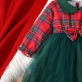 thumbnail image 6 of Tfken Christmas Toddler Girls Dress Long Sleeve Plaid Print A-Line Relaxed Mesh Green Dresses Size 18-24 Months, 6 of 7