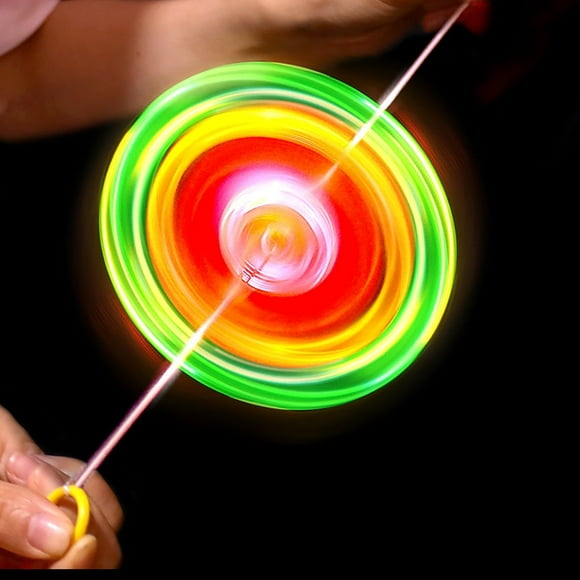 Flywheel Spinning Toy Spinner Fidget Light Rainbow Lightshow Orbital Kids Flash Novelty Children'S Toys Gift Pull Line Flashing Glow in The Dark Wheel Colorful
