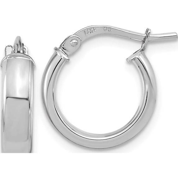 14K White Gold Polished 2.9mm Hoop Earrings Made In Peru tf1966w