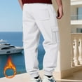 thumbnail image 4 of Mens Fleece Cargo Sweatpants Heavyweight Elastic Waist Pants with Pockets Baggy Drawstring Jogger Pants White L, 4 of 5