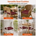 thumbnail image 2 of ROFIEJOX Outdoor Chair Cushions Set of 2, 19 x 19 x 3 Inch Water-Repellent Patio Seat Cushions with High-Resilience Foam, White Piping and Ties, Burgundy, 2 of 8