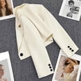 thumbnail image 2 of Blazer blanco corto de moda para mujer, otoño 2023, blazer de oficina de un solo botón, chaquetas cortas coreanas de manga larga para mujer., 2 of 6